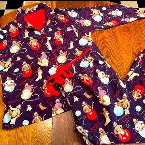 NICK & NORA Deep Purple Flannel Sock Monkey Print Women PJs, size XXL